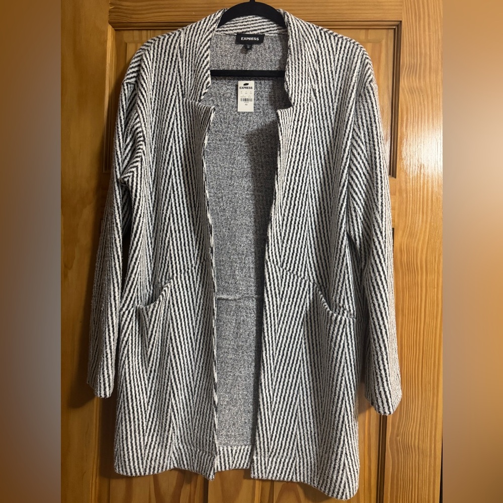 Express Black and White Striped Women's Cardigan